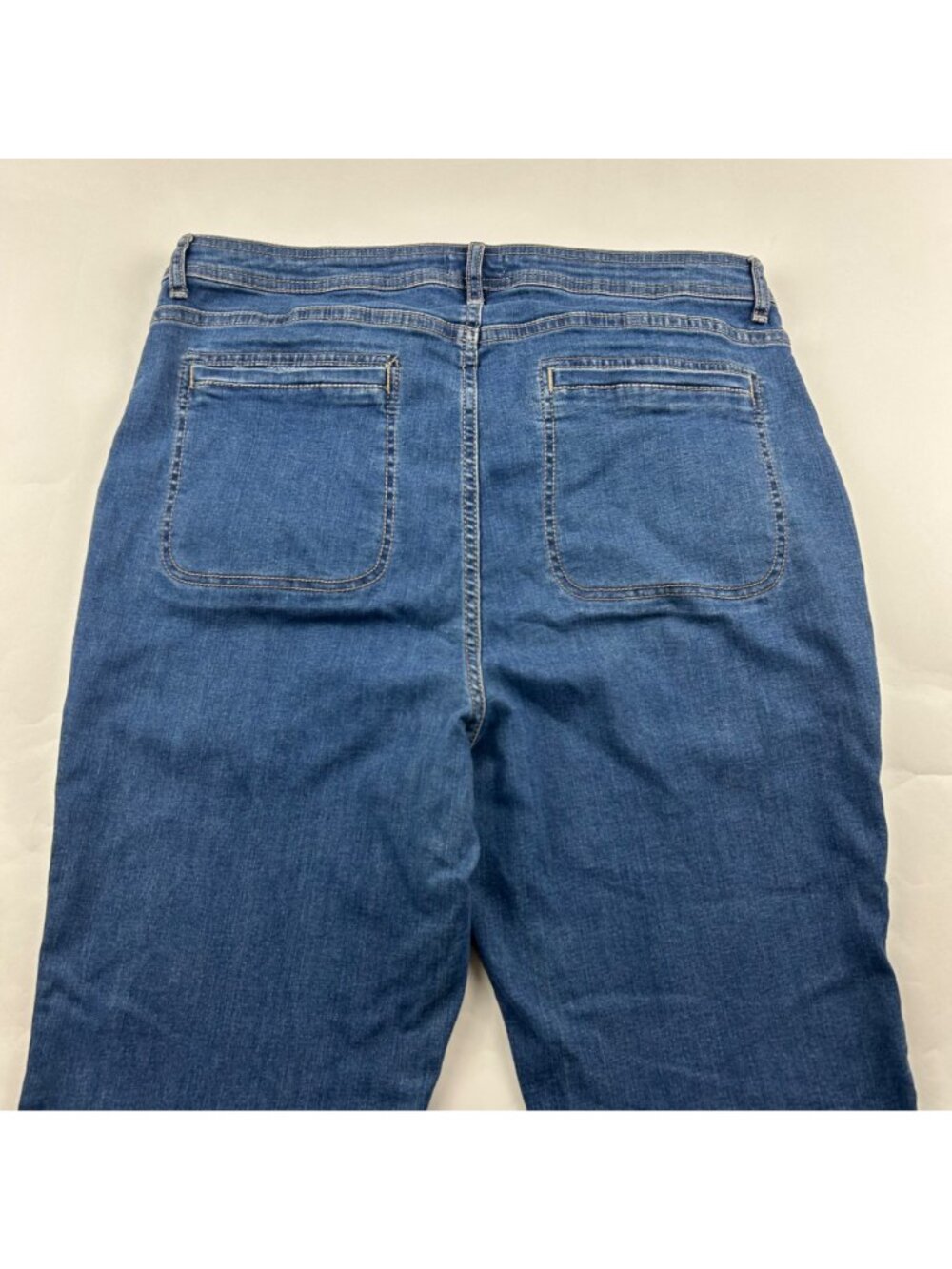 Knox Rose Blue Stretch Denim High Rise Utility Flared Jeans 17 - Picture 6 of 6